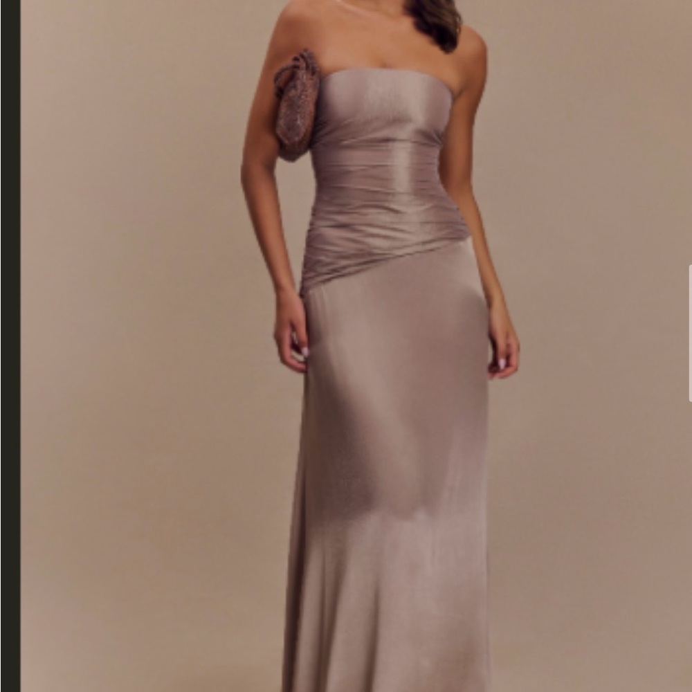 Meshki Strapless Taupe Dress